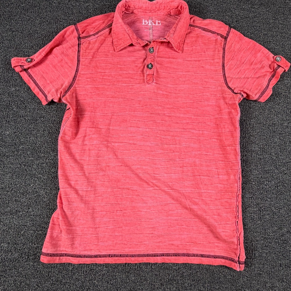 BKE Polo Shirt Mens Medium YB9064 Coral Pink Contrast Stitching EUC